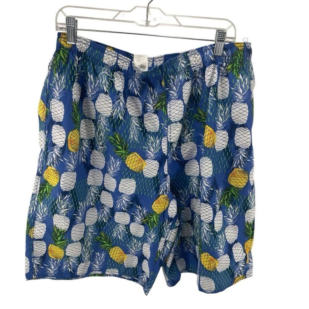 Island Haze Men's Pineapple Print Elastic Waist Swim Board Shorts Blue Size 54